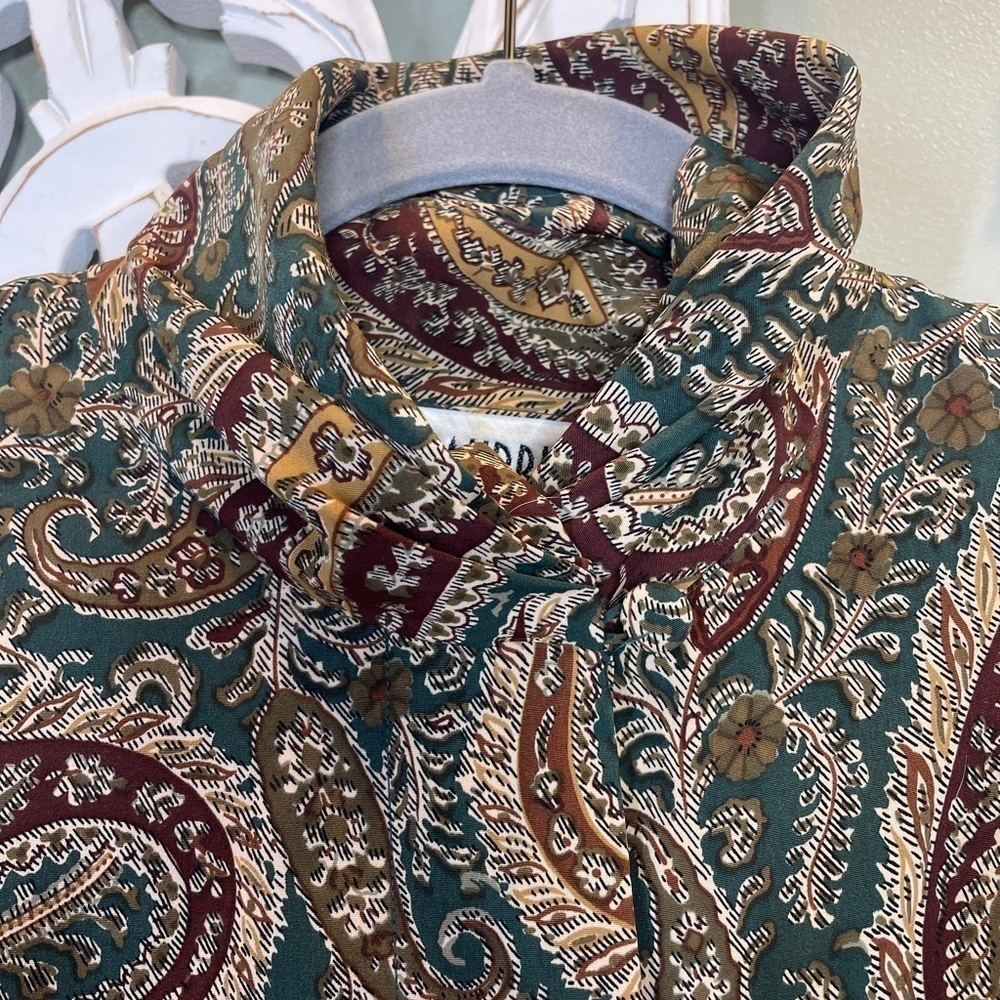 Vintage Alexandria Paisley Blouse Green Gold - Picture 3 of 9